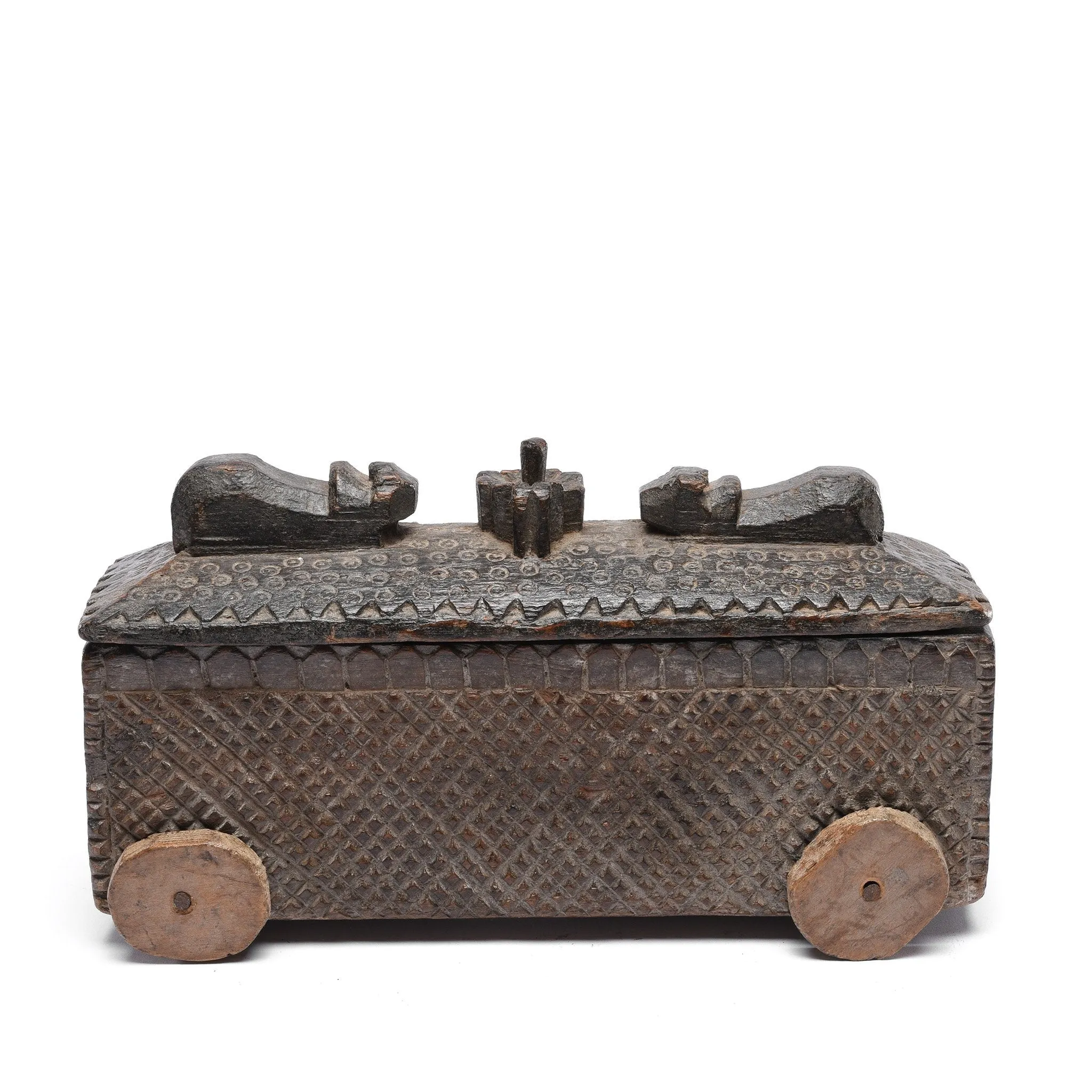 Carved Wood Masala Box From Andra Pradesh - Ca 100 Yrs