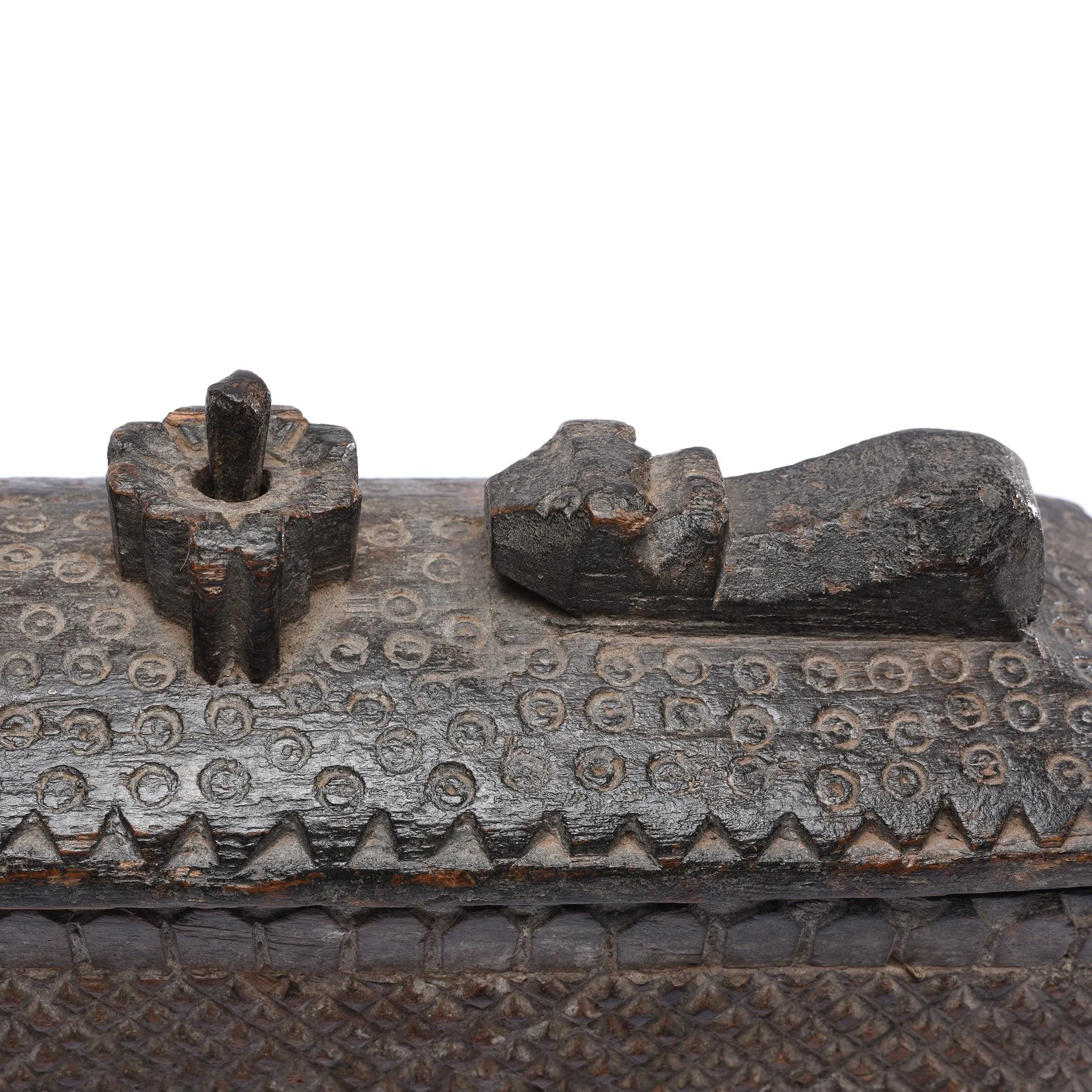 Carved Wood Masala Box From Andra Pradesh - Ca 100 Yrs