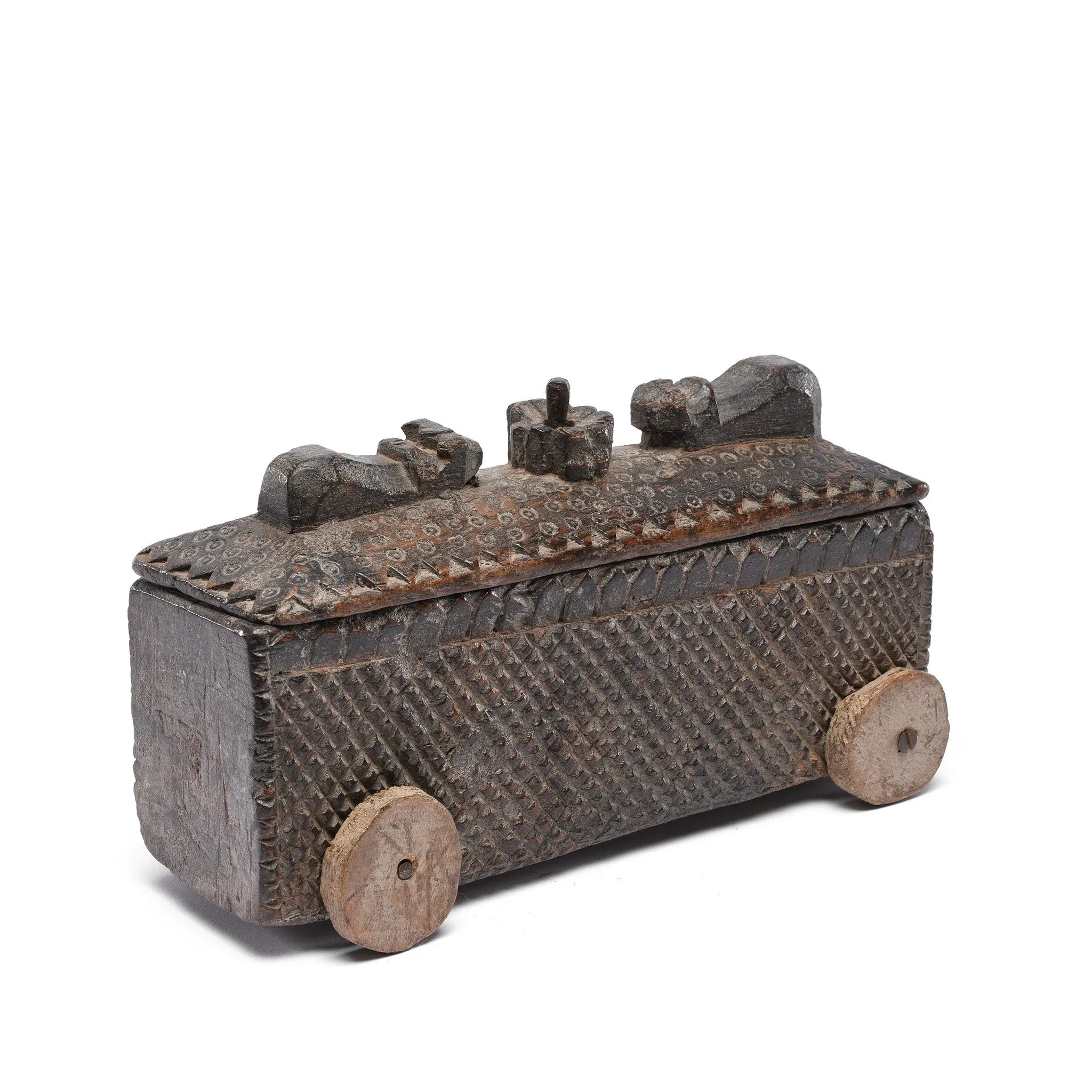 Carved Wood Masala Box From Andra Pradesh - Ca 100 Yrs