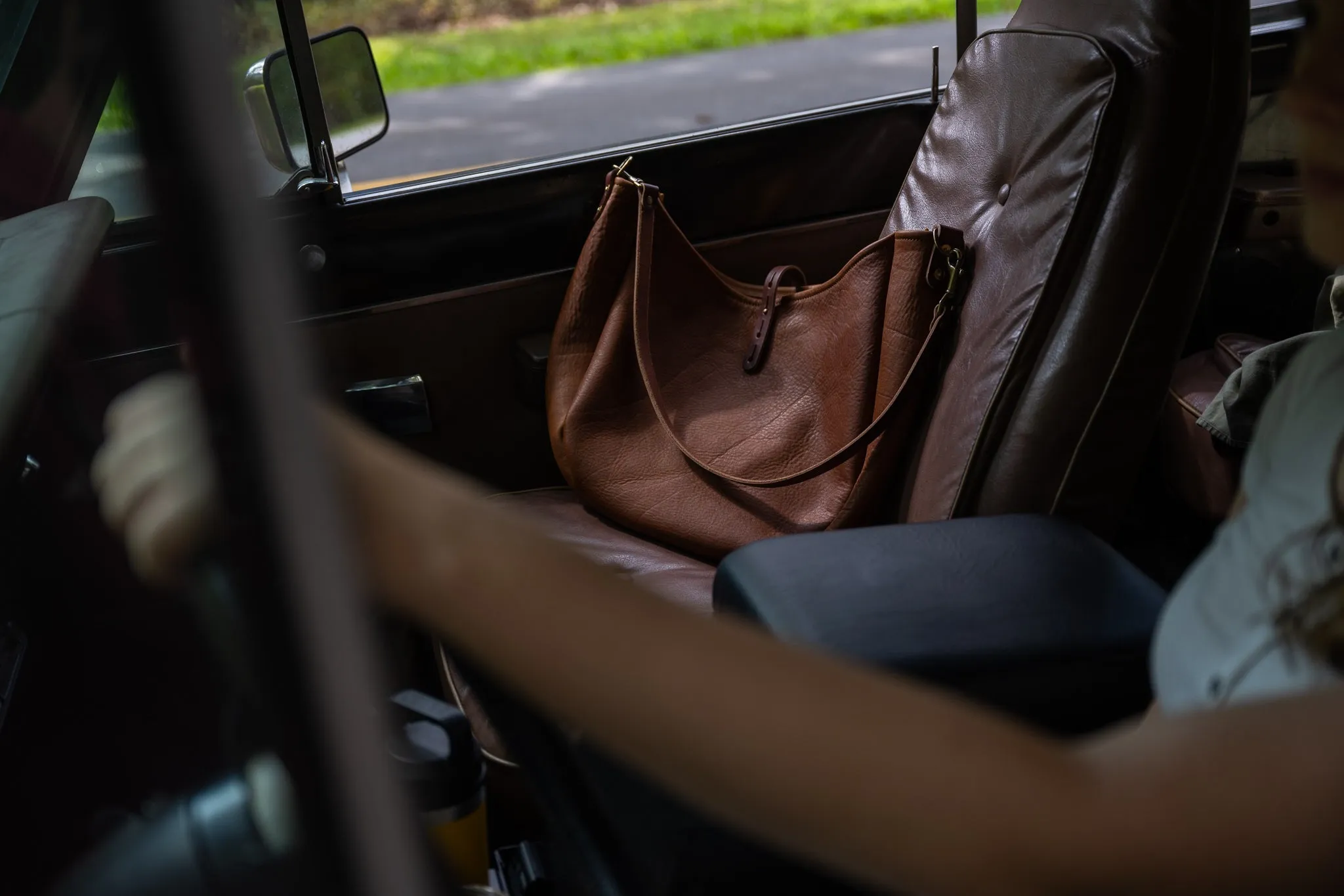 CELESTE LEATHER HOBO BAG - LARGE - JADE BISON