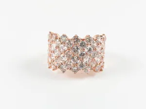 Classic 7 Row Round Stone Rose Gold Brass Ring