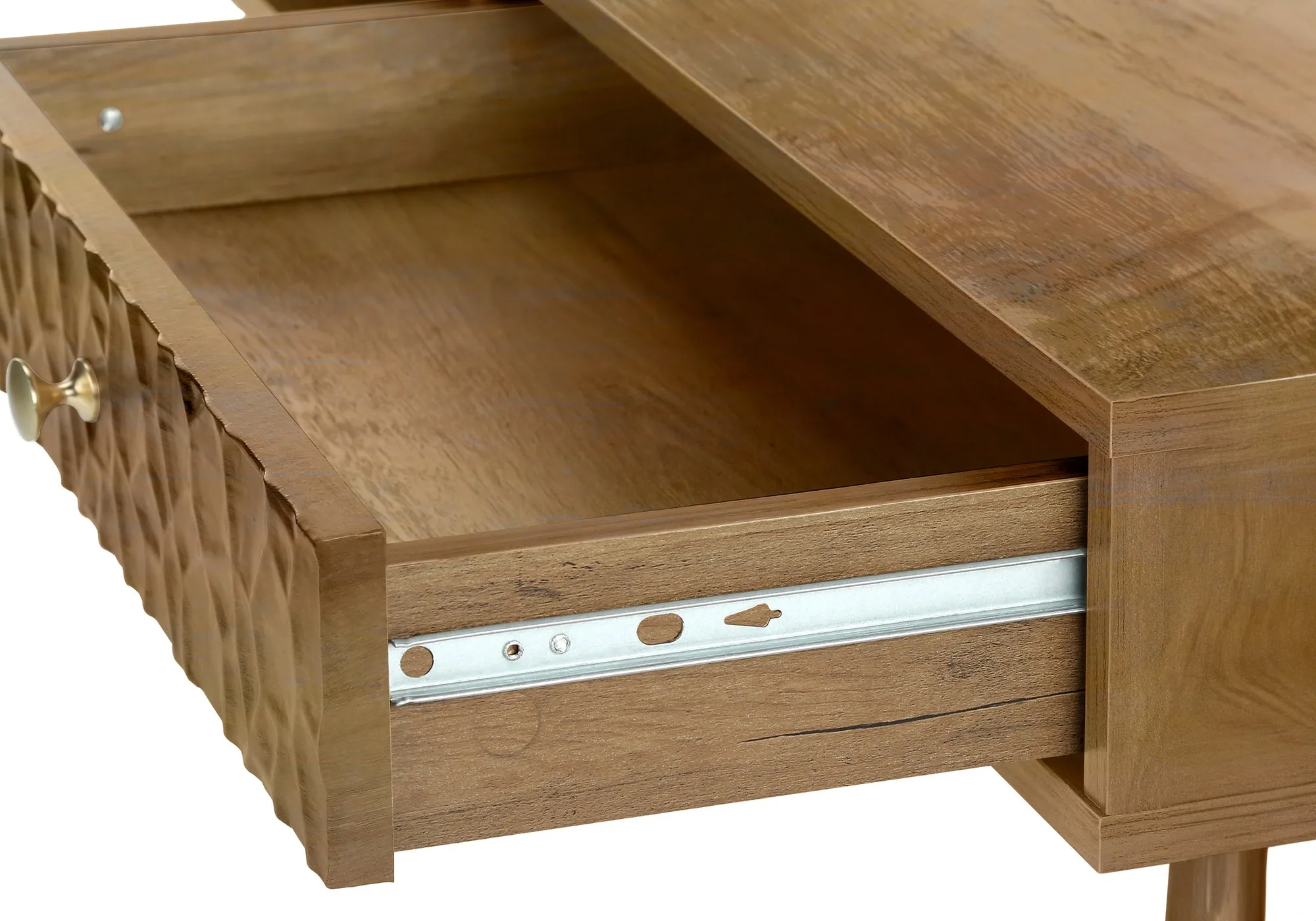 Coffee Table, Accent, Cocktail, Rectangular, Storage, Living Room, 44"l, Walnut Laminate, Wood Legs, Mid Century