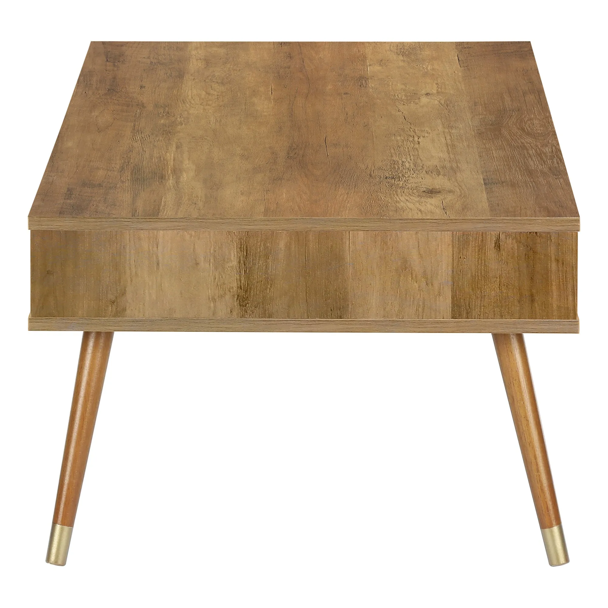 Coffee Table, Accent, Cocktail, Rectangular, Storage, Living Room, 44"l, Walnut Laminate, Wood Legs, Mid Century