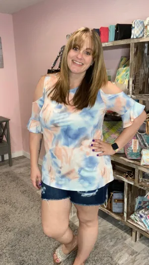 Cold Shoulder Tie Dye Tunic