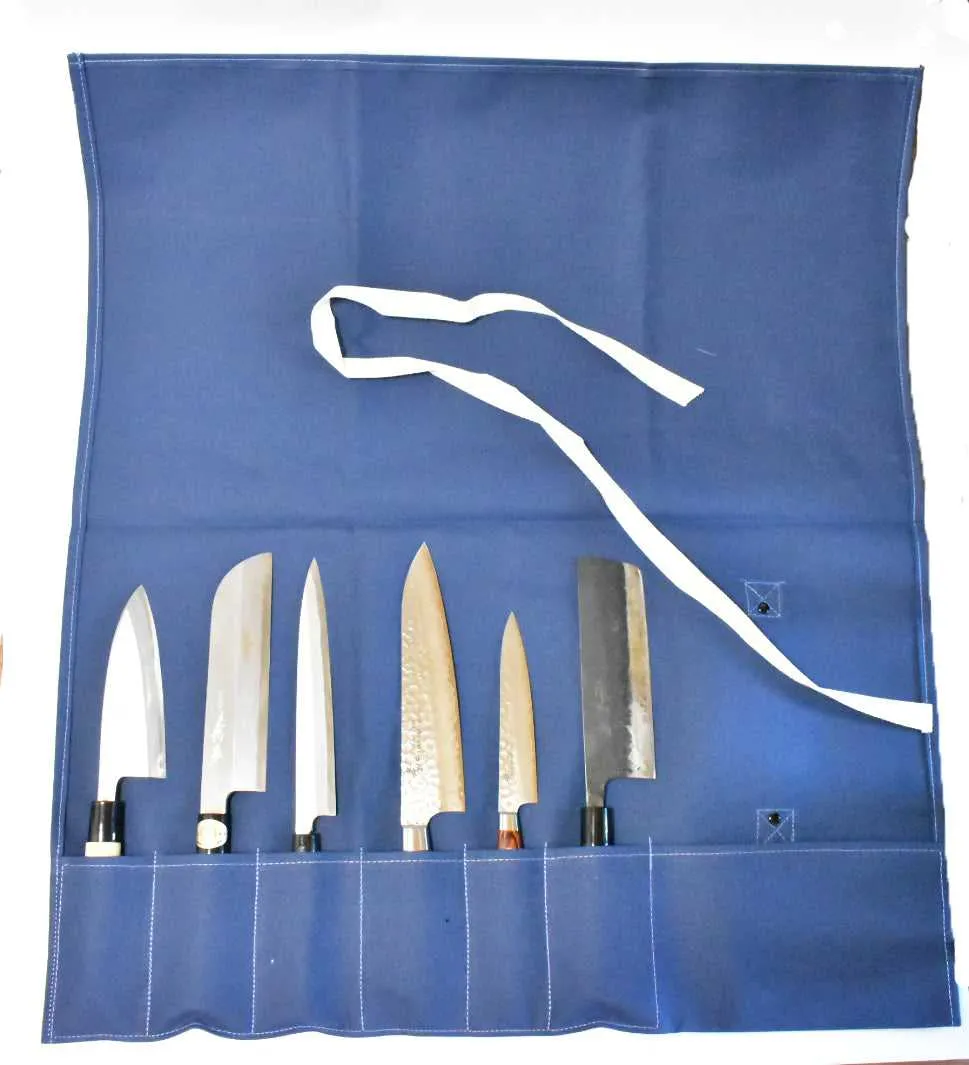 Cotton Cloth Pouch Bag(6 Slots), White & Navy for selection