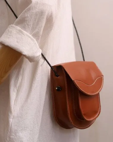 Cute LEATHER Saddle Side Bag WOMEN Black SHOULDER BAG Small Crossbody Purse FOR WOMEN