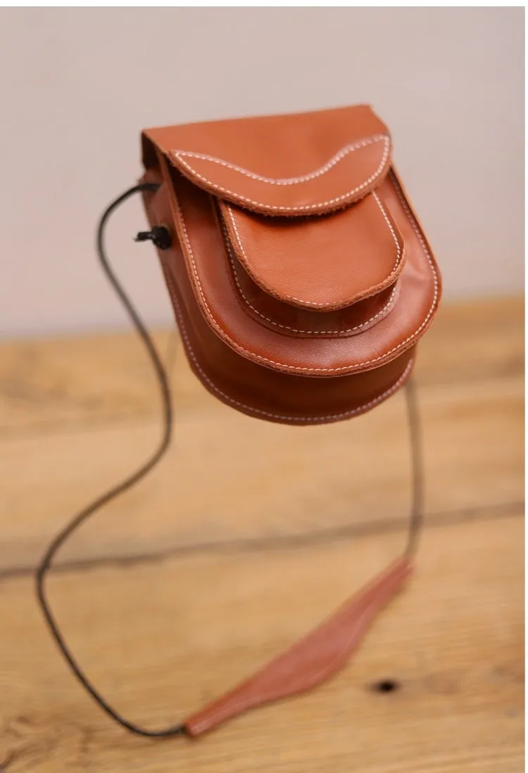 Cute LEATHER Saddle Side Bag WOMEN Black SHOULDER BAG Small Crossbody Purse FOR WOMEN