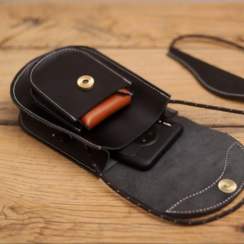 Cute LEATHER Saddle Side Bag WOMEN Black SHOULDER BAG Small Crossbody Purse FOR WOMEN