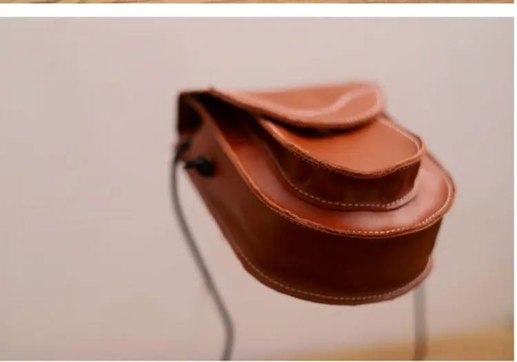 Cute LEATHER Saddle Side Bag WOMEN Black SHOULDER BAG Small Crossbody Purse FOR WOMEN