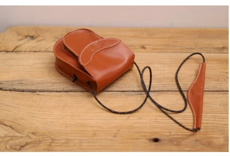 Cute LEATHER Saddle Side Bag WOMEN Black SHOULDER BAG Small Crossbody Purse FOR WOMEN