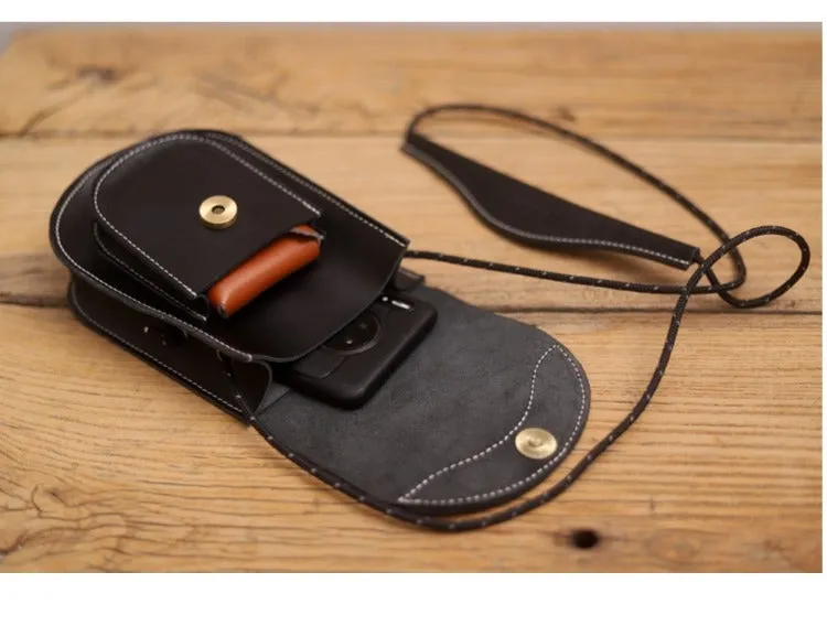Cute LEATHER Saddle Side Bag WOMEN Black SHOULDER BAG Small Crossbody Purse FOR WOMEN