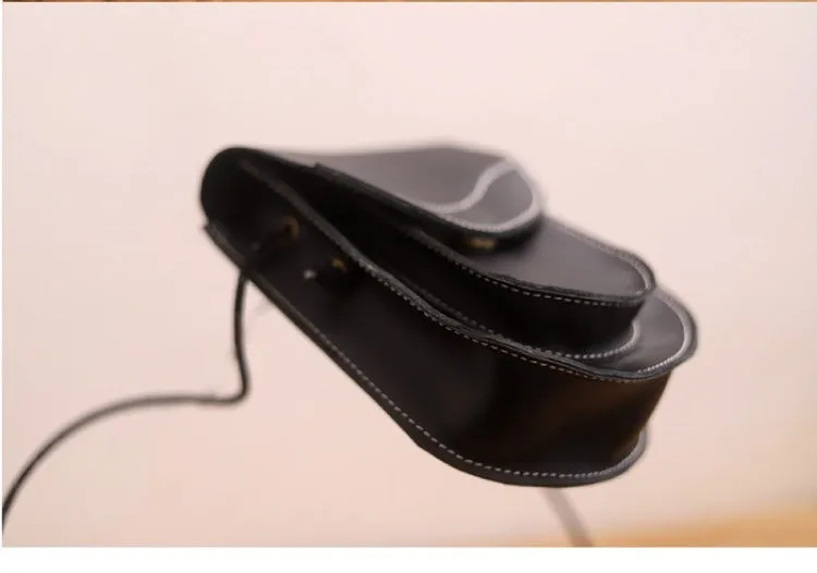 Cute LEATHER Saddle Side Bag WOMEN Black SHOULDER BAG Small Crossbody Purse FOR WOMEN