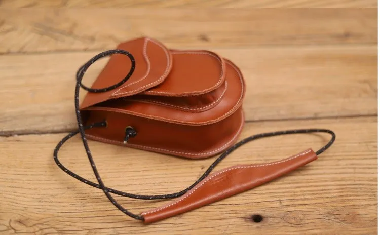 Cute LEATHER Saddle Side Bag WOMEN Black SHOULDER BAG Small Crossbody Purse FOR WOMEN