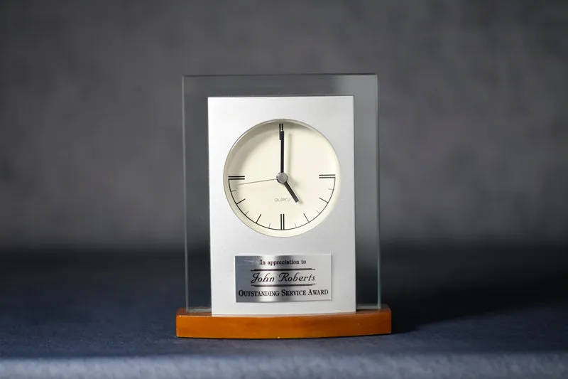 Desk Clock Silver/Maple
