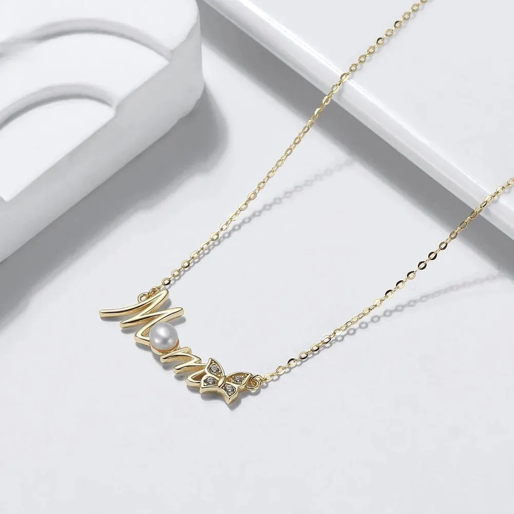 Elegant 925 Sterling Silver Mom Pendant Necklace