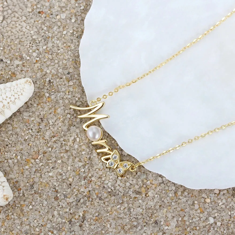 Elegant 925 Sterling Silver Mom Pendant Necklace