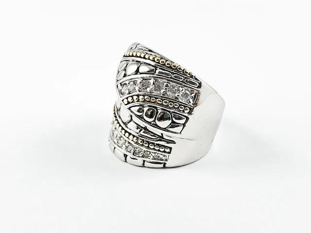 Elegant Classic 2 Tone Turtle Shell Design Brass Ring