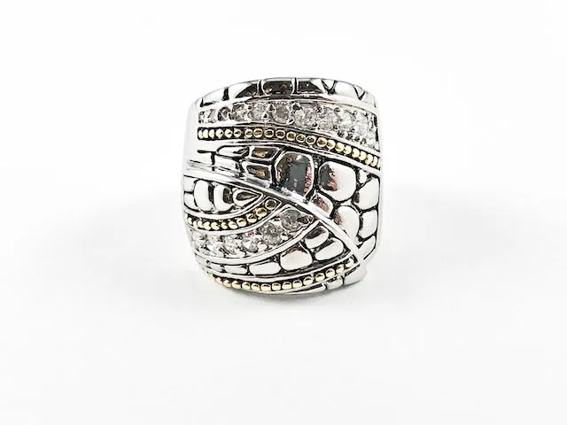 Elegant Classic 2 Tone Turtle Shell Design Brass Ring