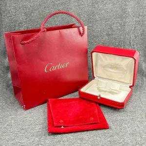 Estate Cartier Red Bracelet Box w. Bag & Pouch (Empty)