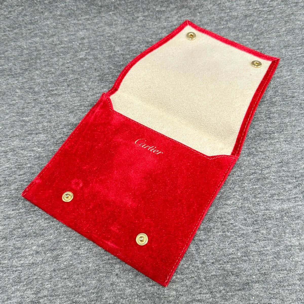 Estate Cartier Red Bracelet Box w. Bag & Pouch (Empty)