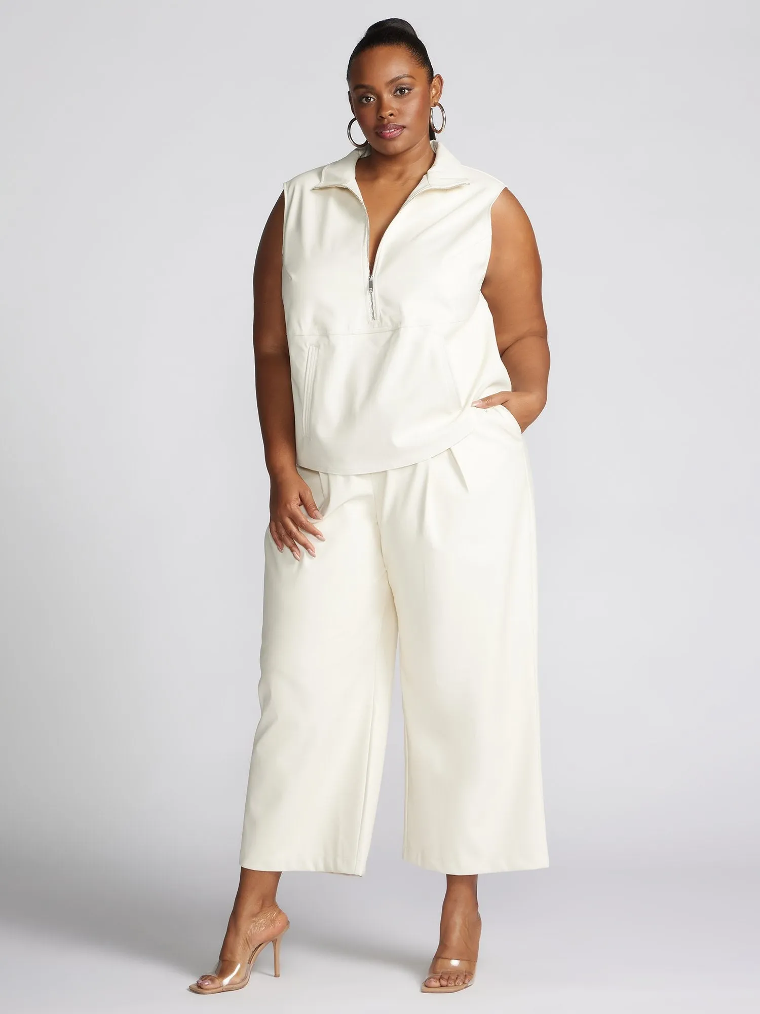 Fashion To Figure - Eshe Faux Leather Sleeveless Tank Top