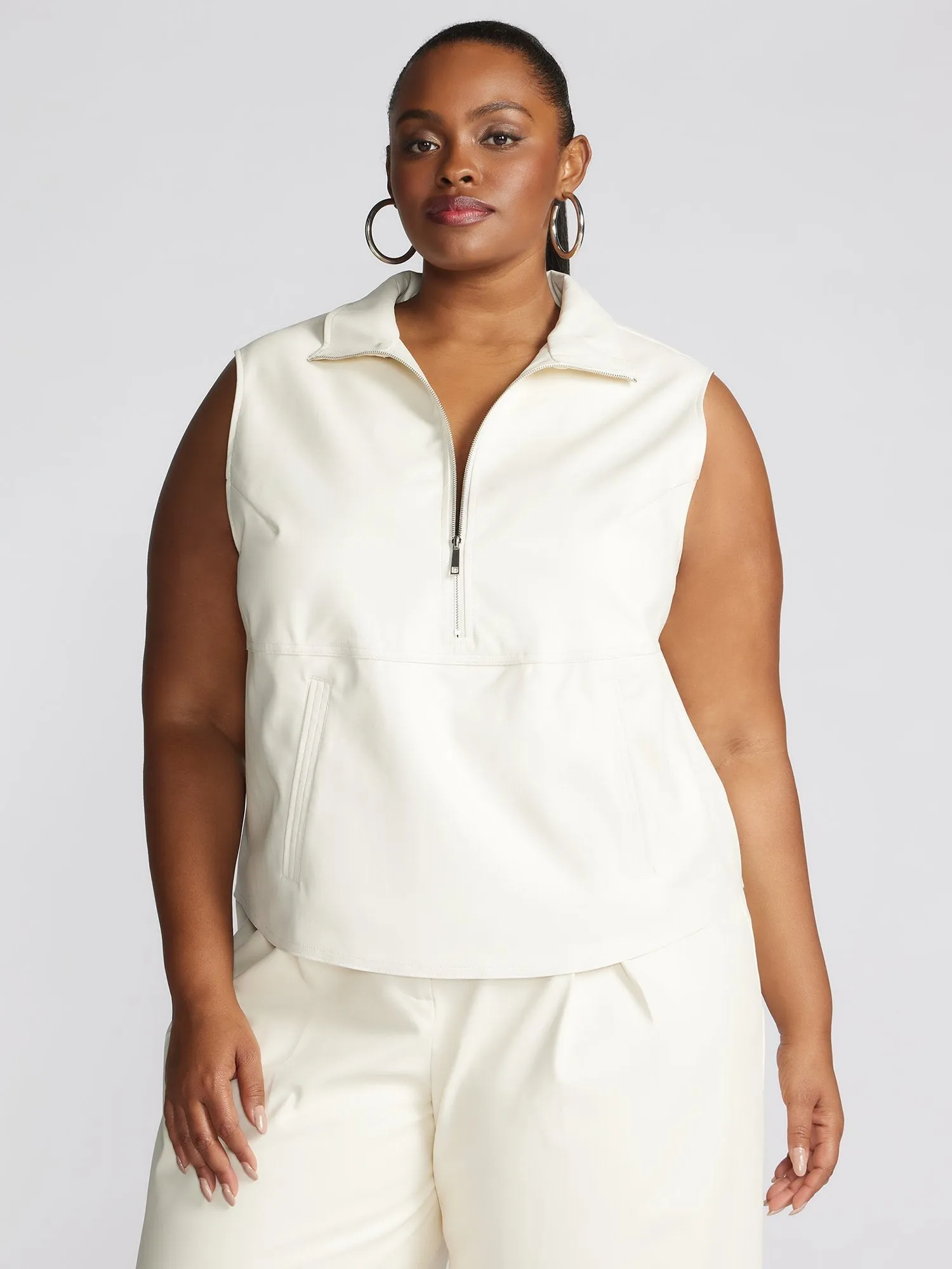 Fashion To Figure - Eshe Faux Leather Sleeveless Tank Top