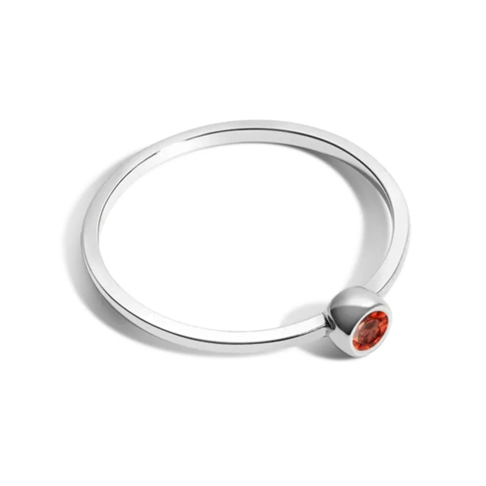 FJ0042 925 Sterling Silver Red Gemstone Ring