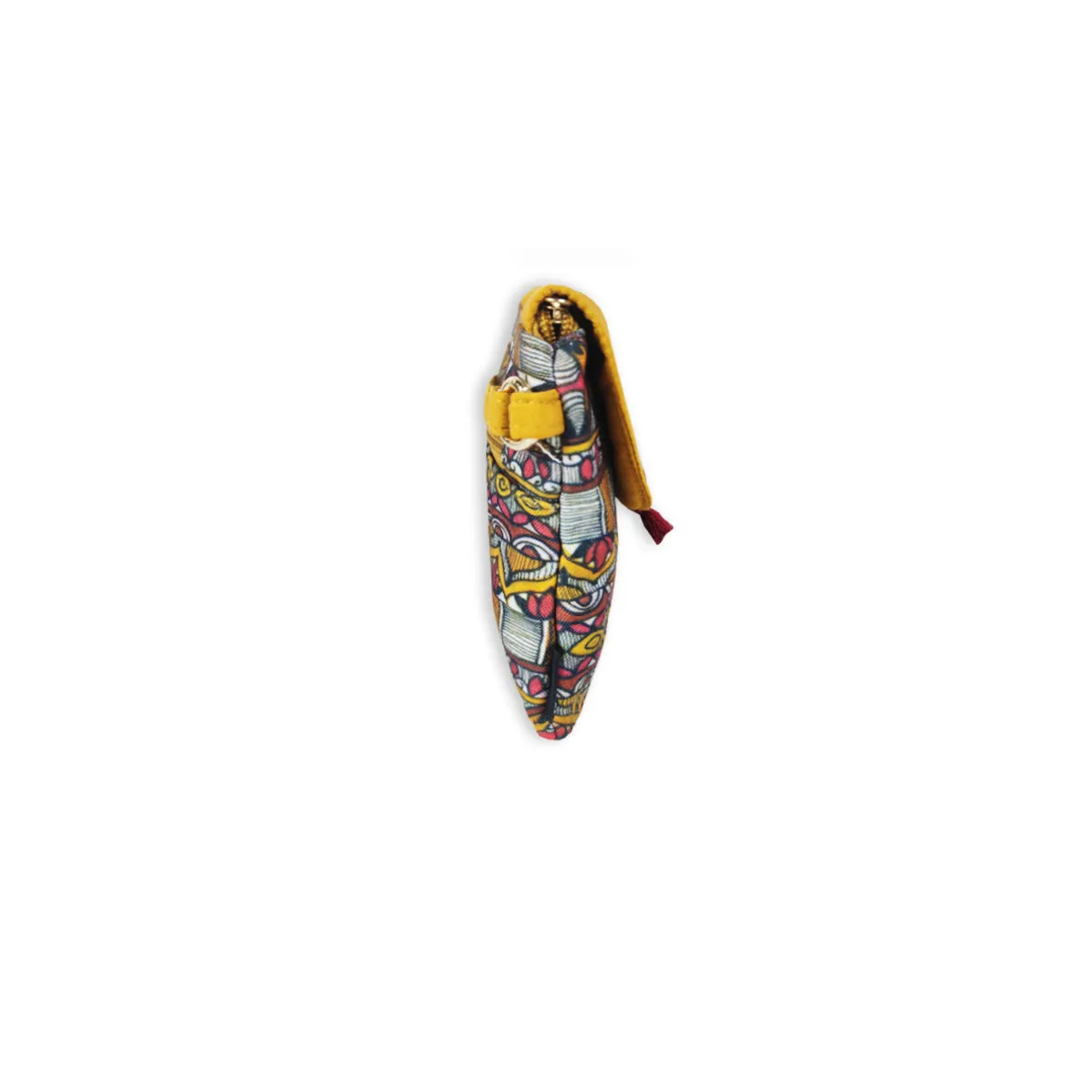 Flap Tassel Sling Bag- Mustard Madhubani