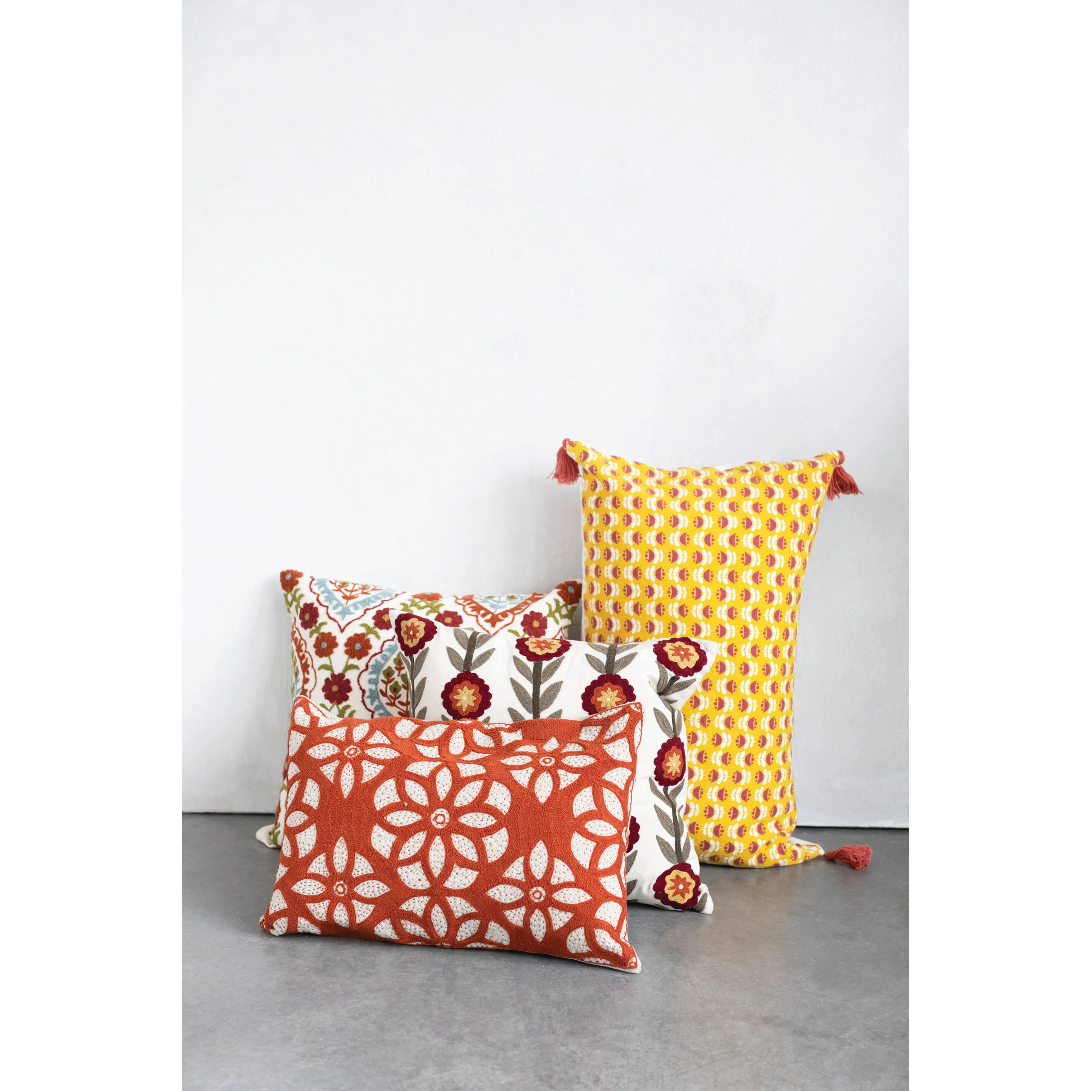Floral Pillow with Tassels