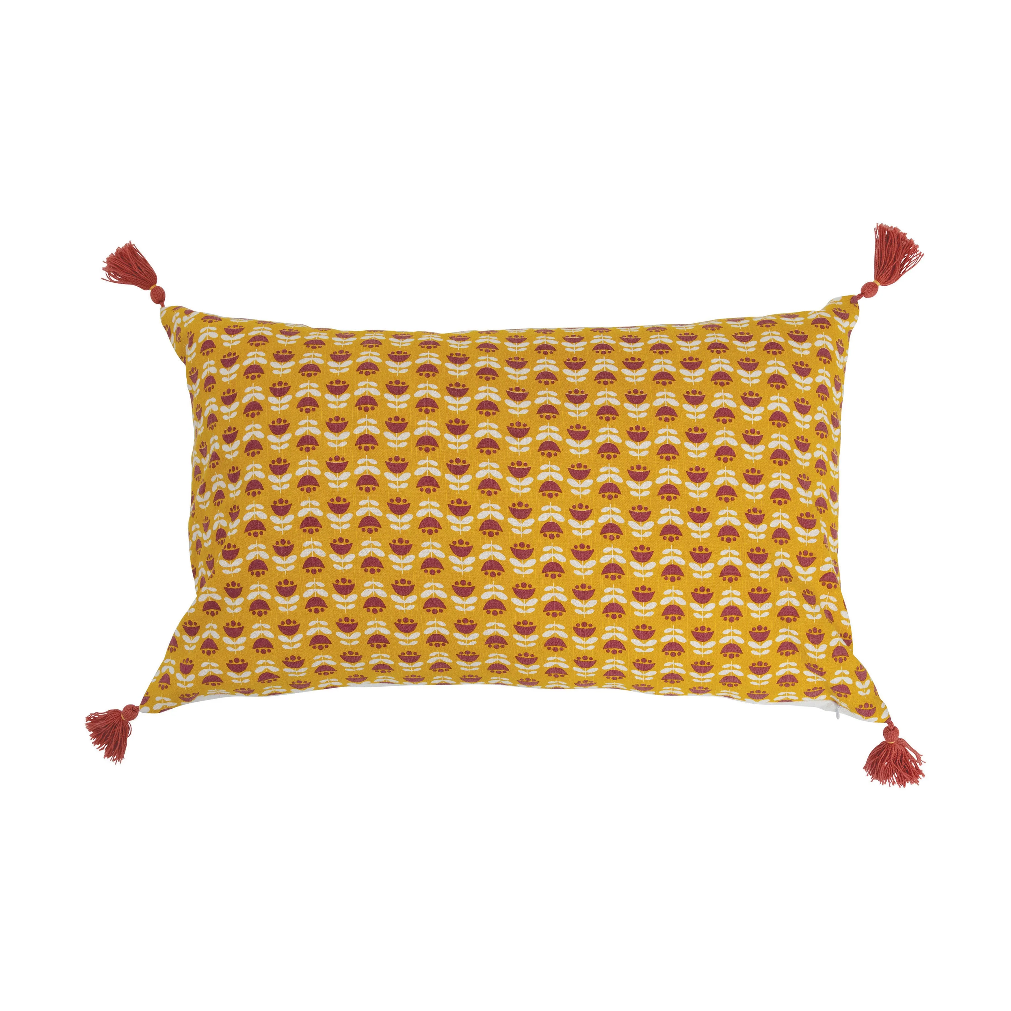 Floral Pillow with Tassels
