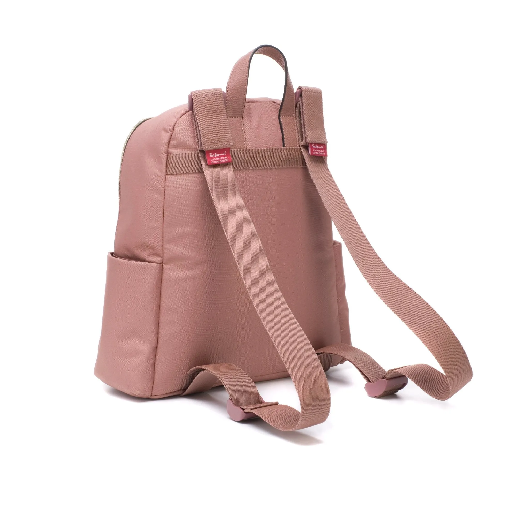 Gabby Backpack Nappy Bag with Vegan Faux Leather - Dusty Pink