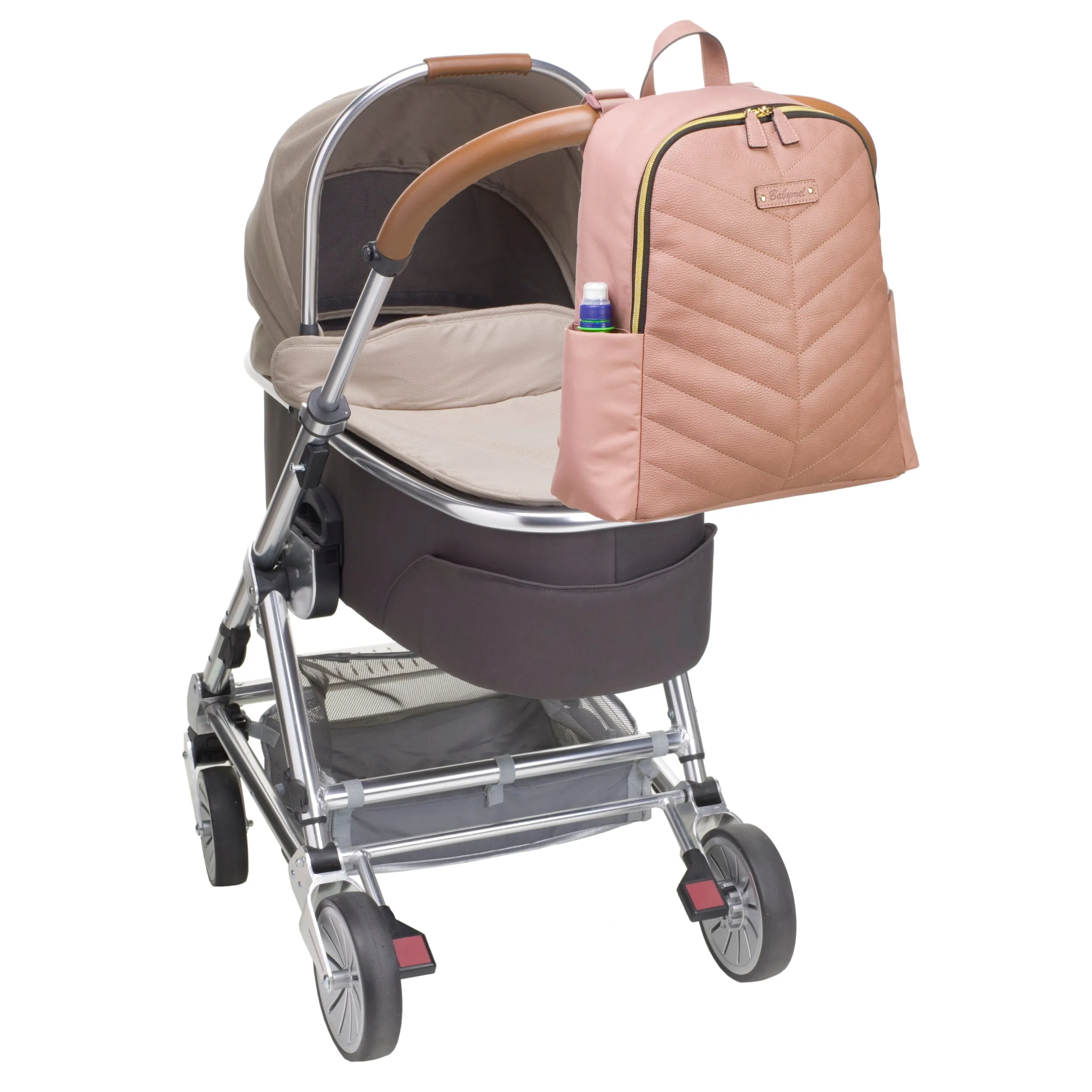 Gabby Backpack Nappy Bag with Vegan Faux Leather - Dusty Pink