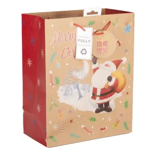 Giftmaker Merry Christmas Kraft Santa Gift Bag