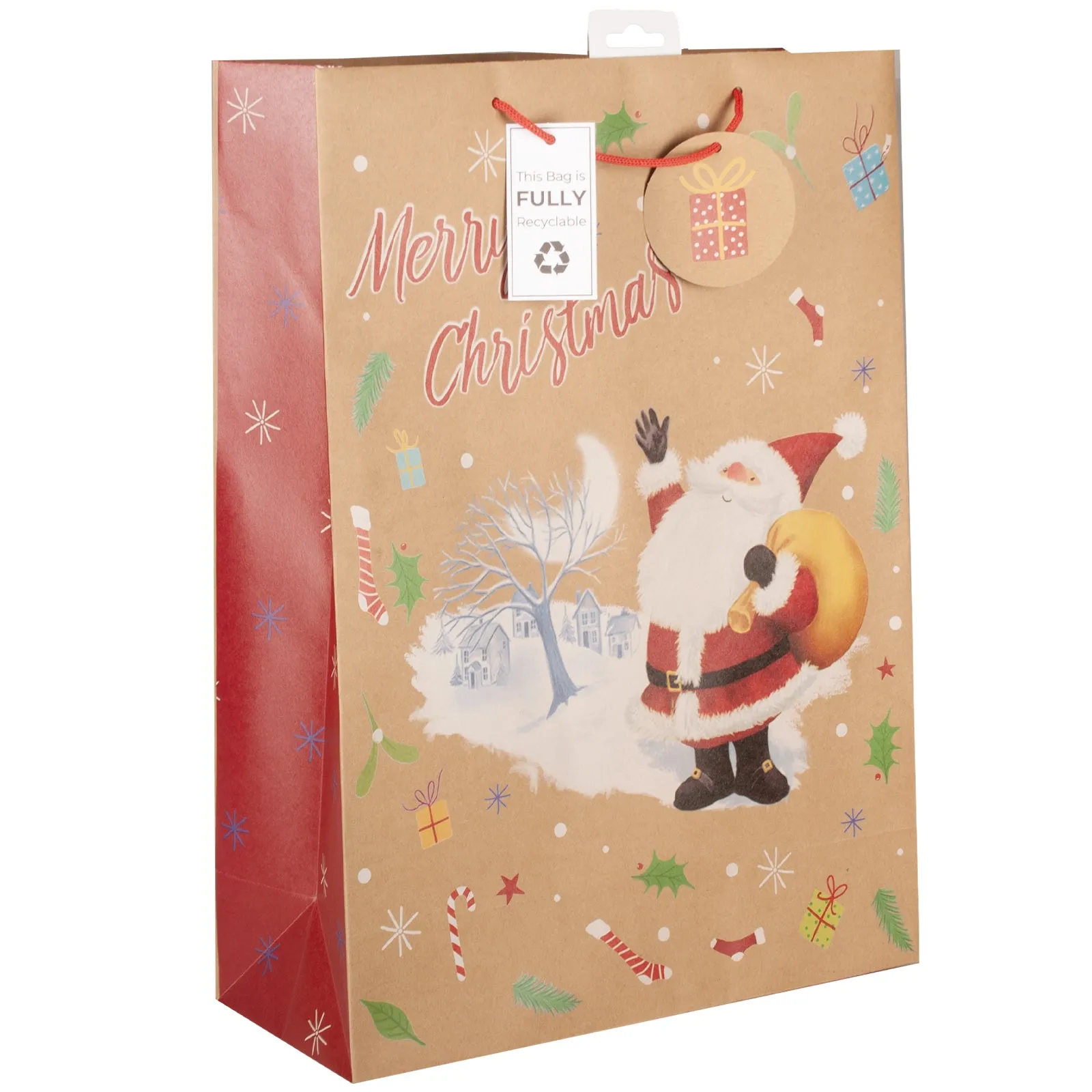 Giftmaker Merry Christmas Kraft Santa Gift Bag