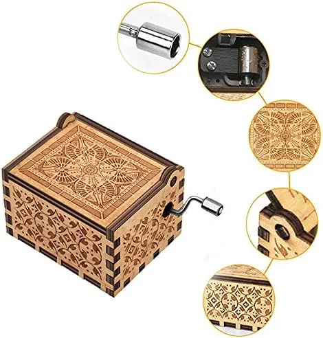 Gifts for Mom Music Box to My Mom Hand Crank Engraved Musical Box