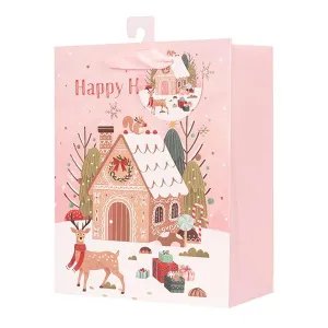 GINGERBREAD HOUSE GIFT BAG MEDIUM 18X23X10CM
