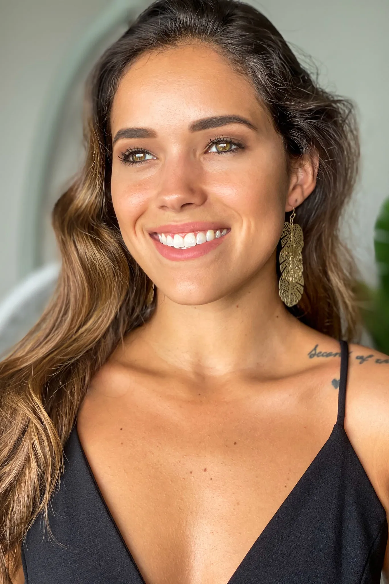Gold Leaf Drop Earrings