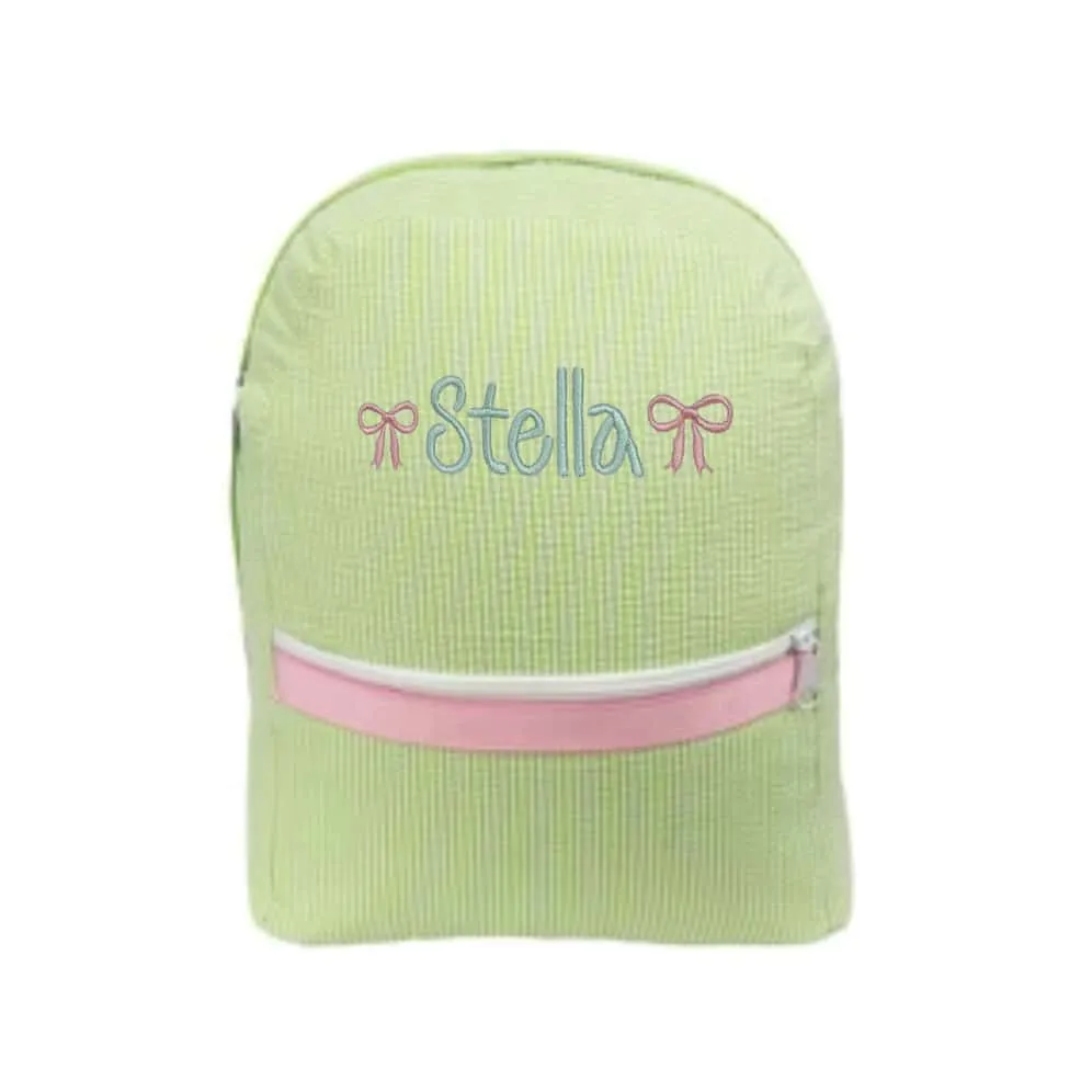 Green/Pink Seersucker Backpack