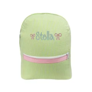 Green/Pink Seersucker Backpack