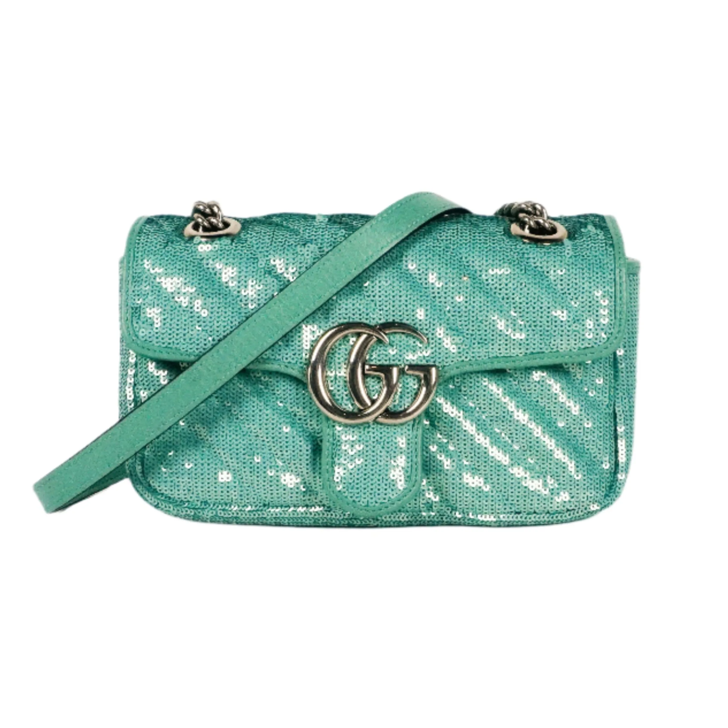 Gucci Marmont Sequin Flap Green Small