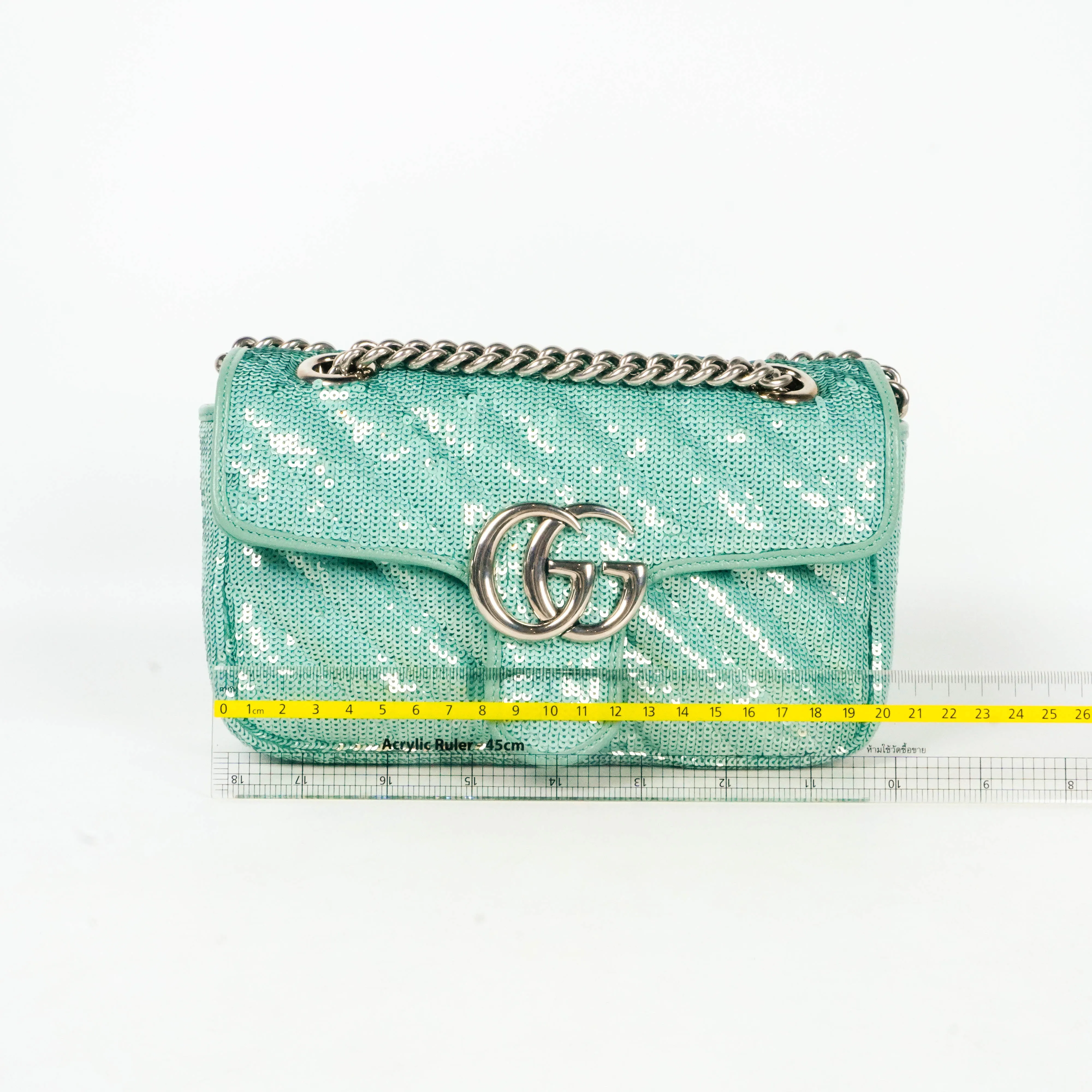 Gucci Marmont Sequin Flap Green Small