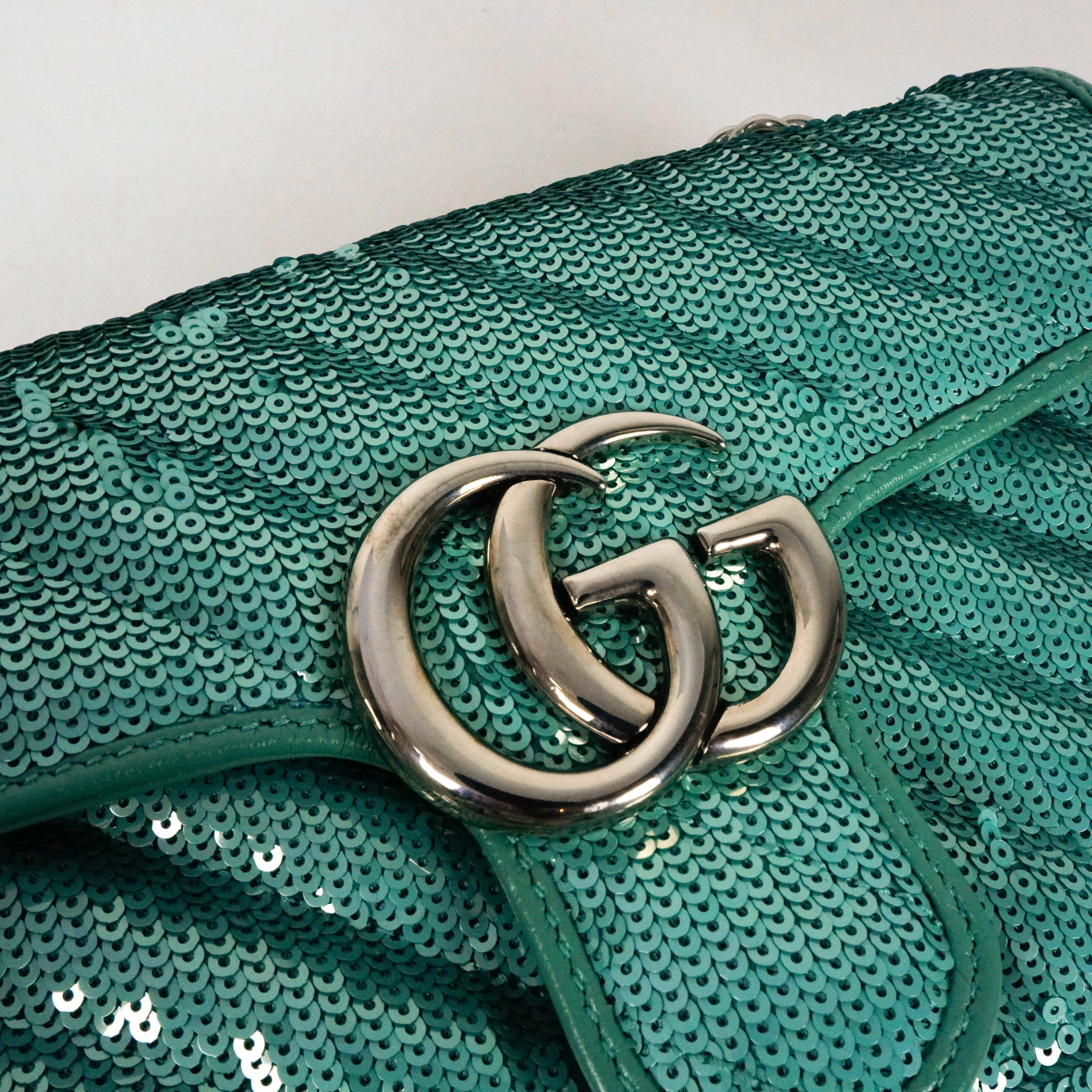 Gucci Marmont Sequin Flap Green Small