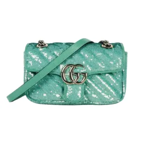 Gucci Marmont Sequin Flap Green Small