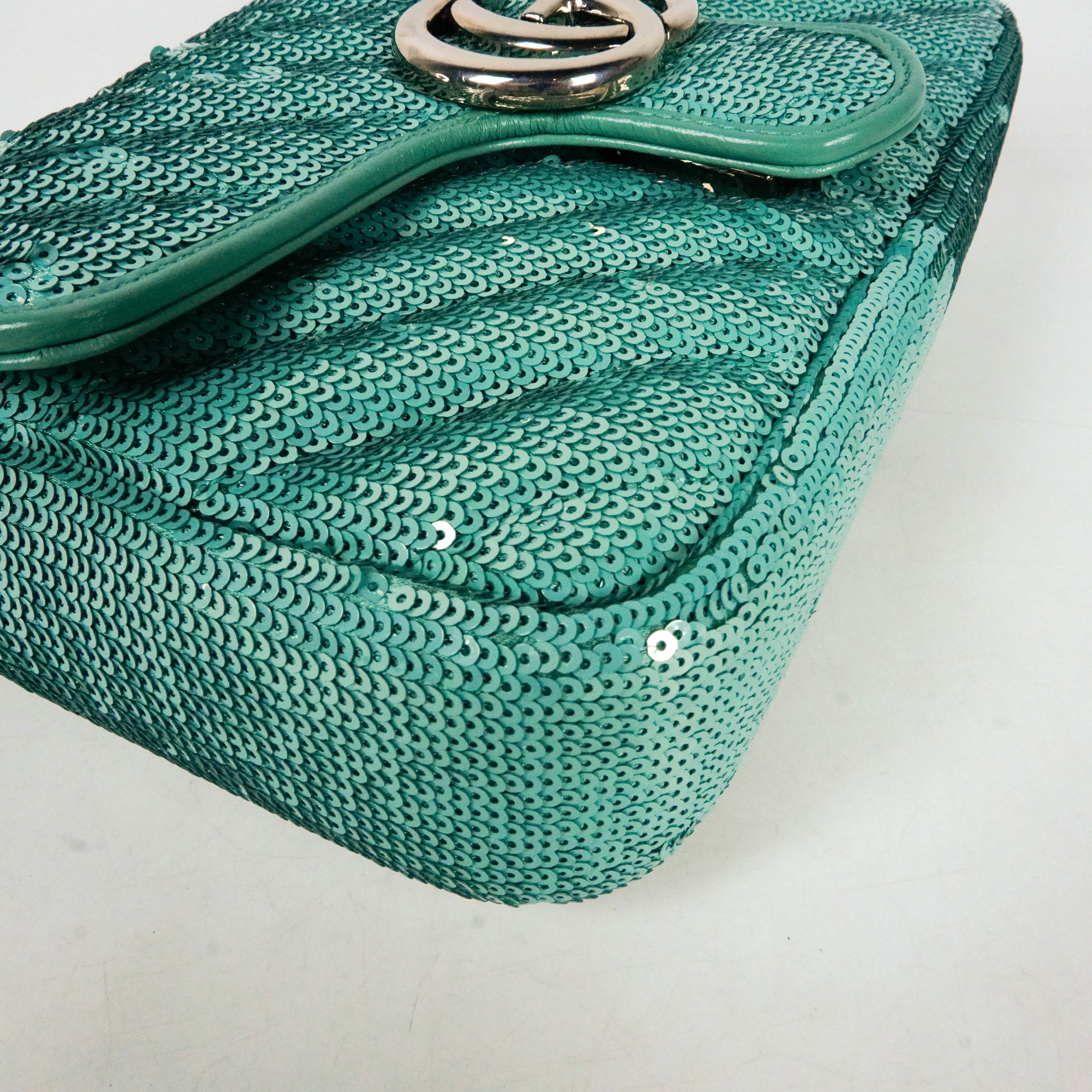Gucci Marmont Sequin Flap Green Small