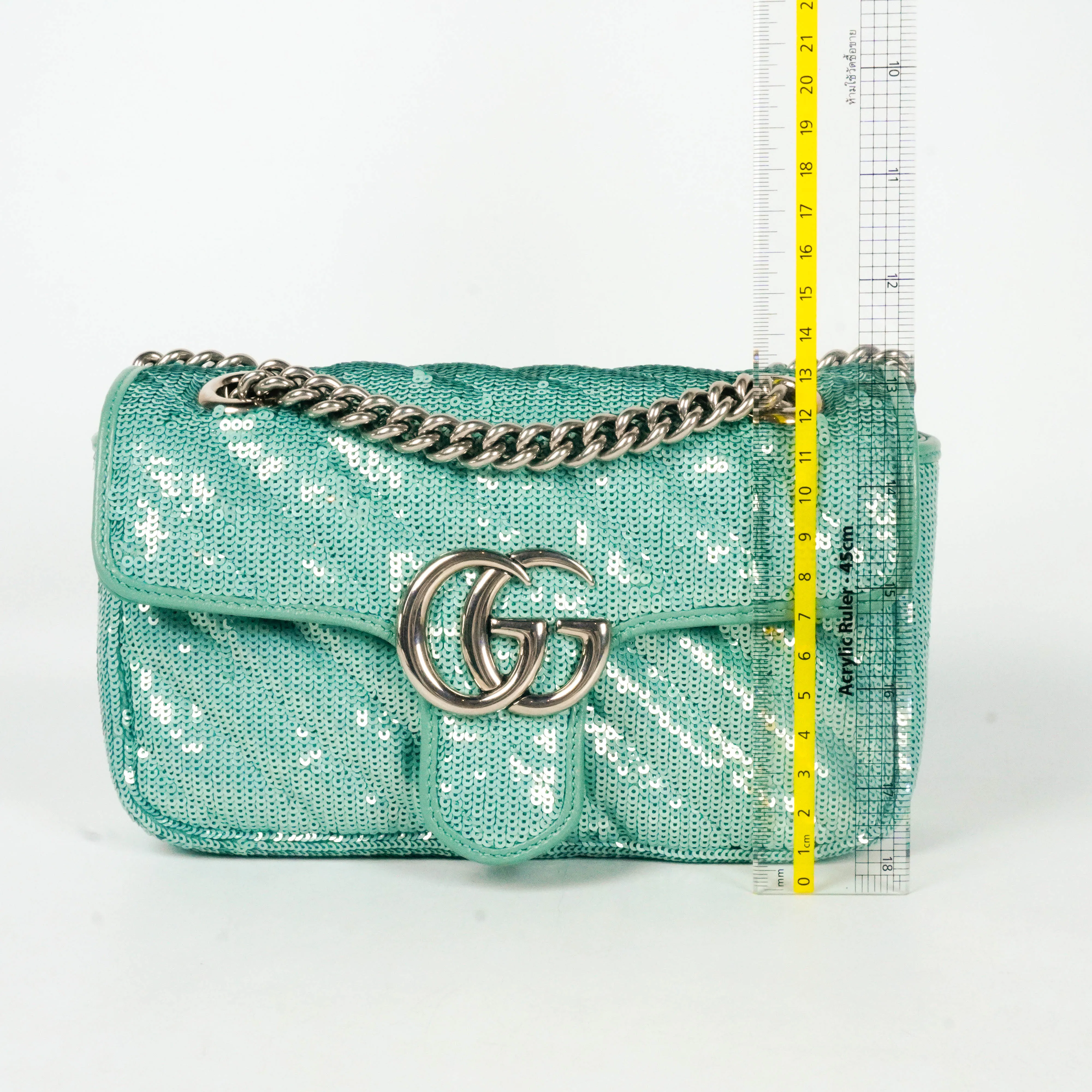 Gucci Marmont Sequin Flap Green Small