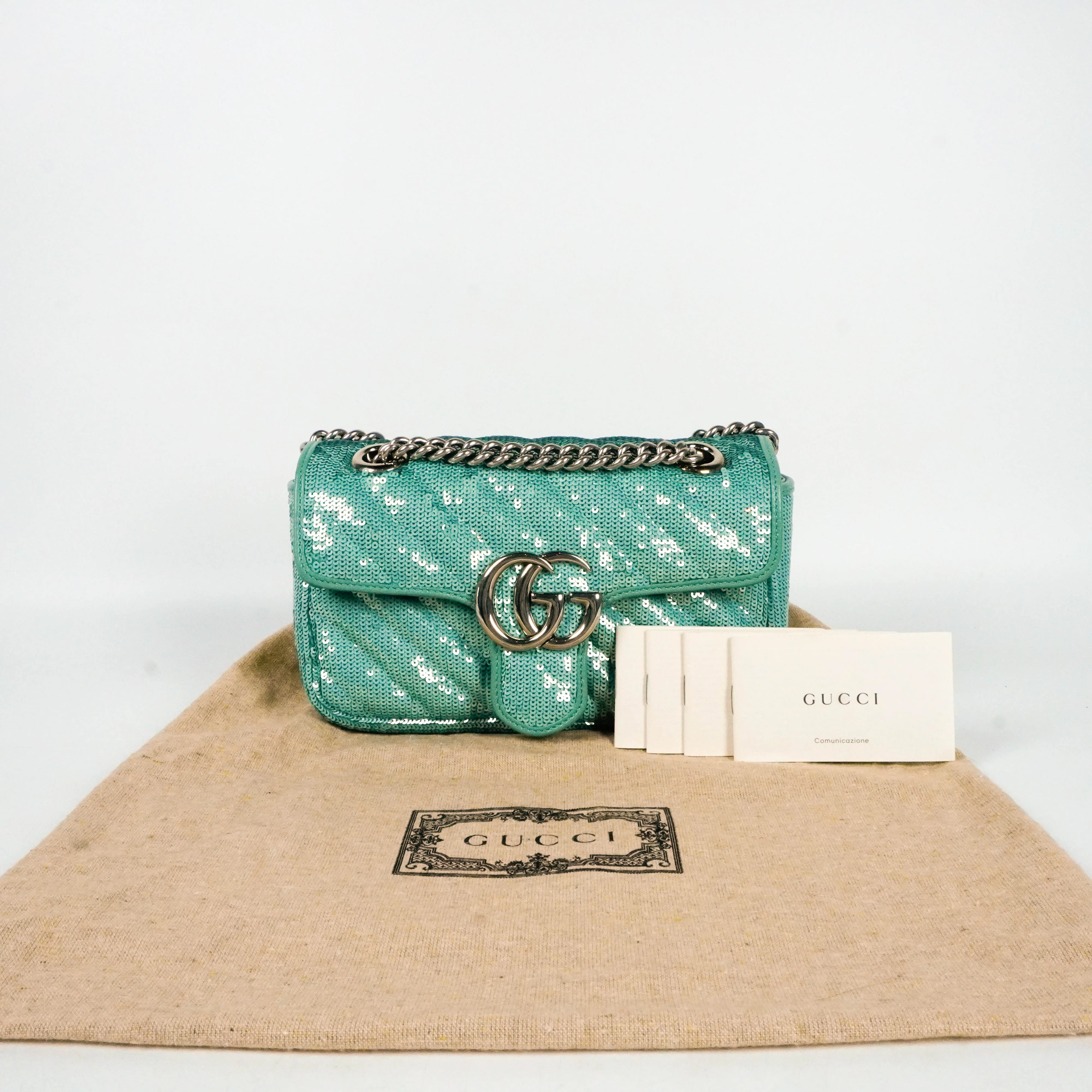 Gucci Marmont Sequin Flap Green Small