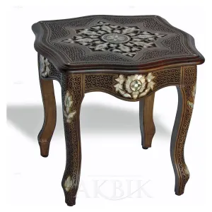 Handcrafted Mother of Pearl Side Table - Blooming Flowers Design