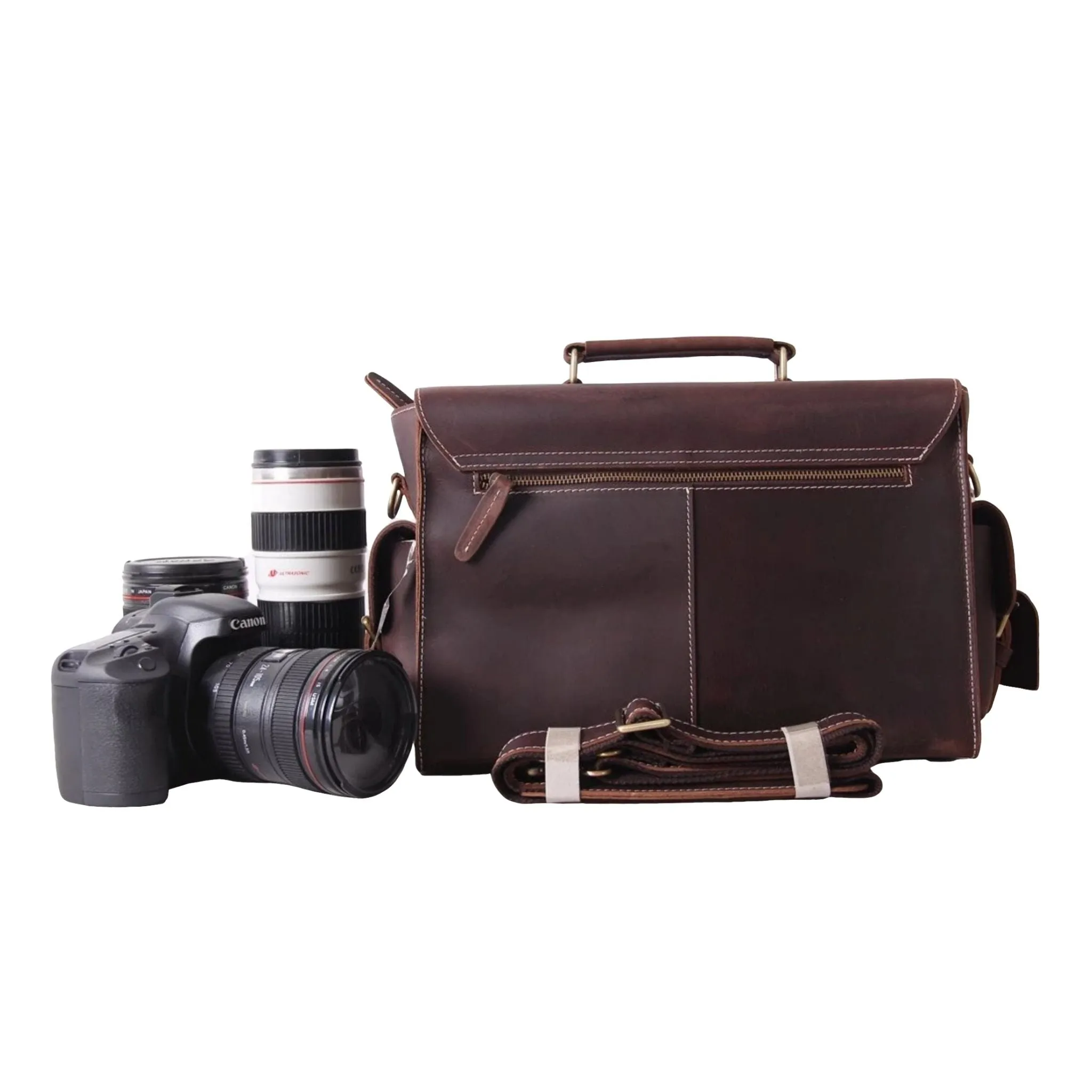Handmade Full Grain Leather Camera Satchel