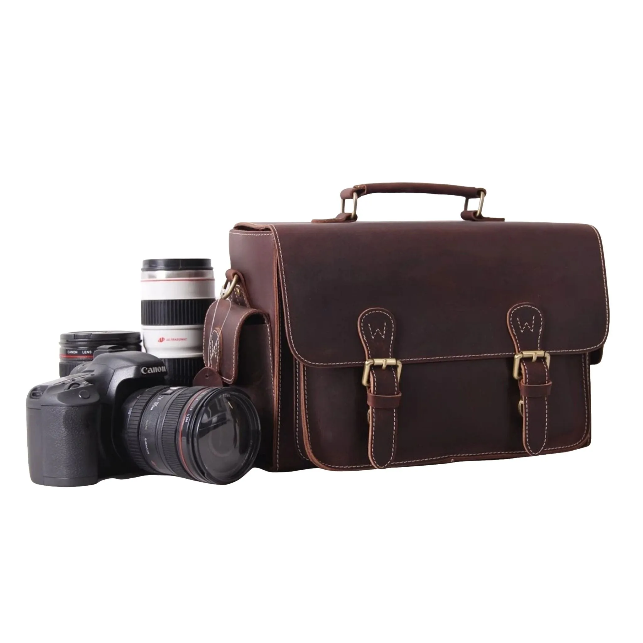 Handmade Full Grain Leather Camera Satchel