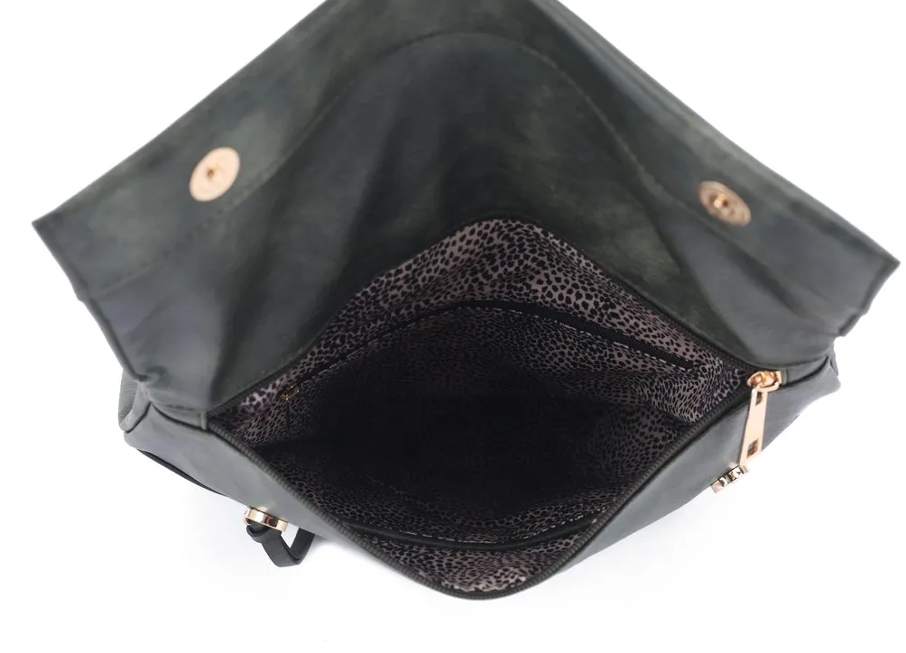 Helena Black Woven Flap Backpack